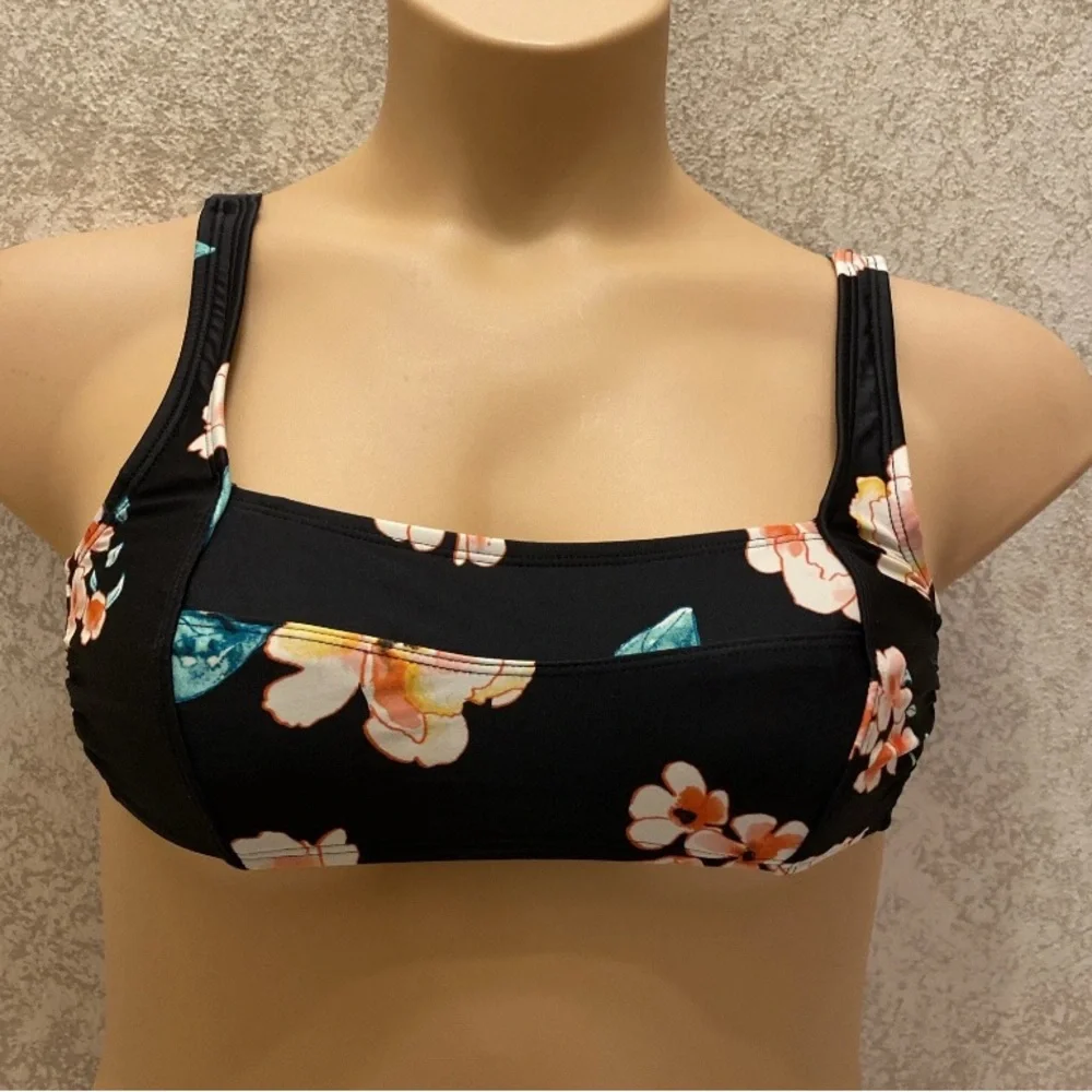 Xhilaration Black Floral Bikini Top